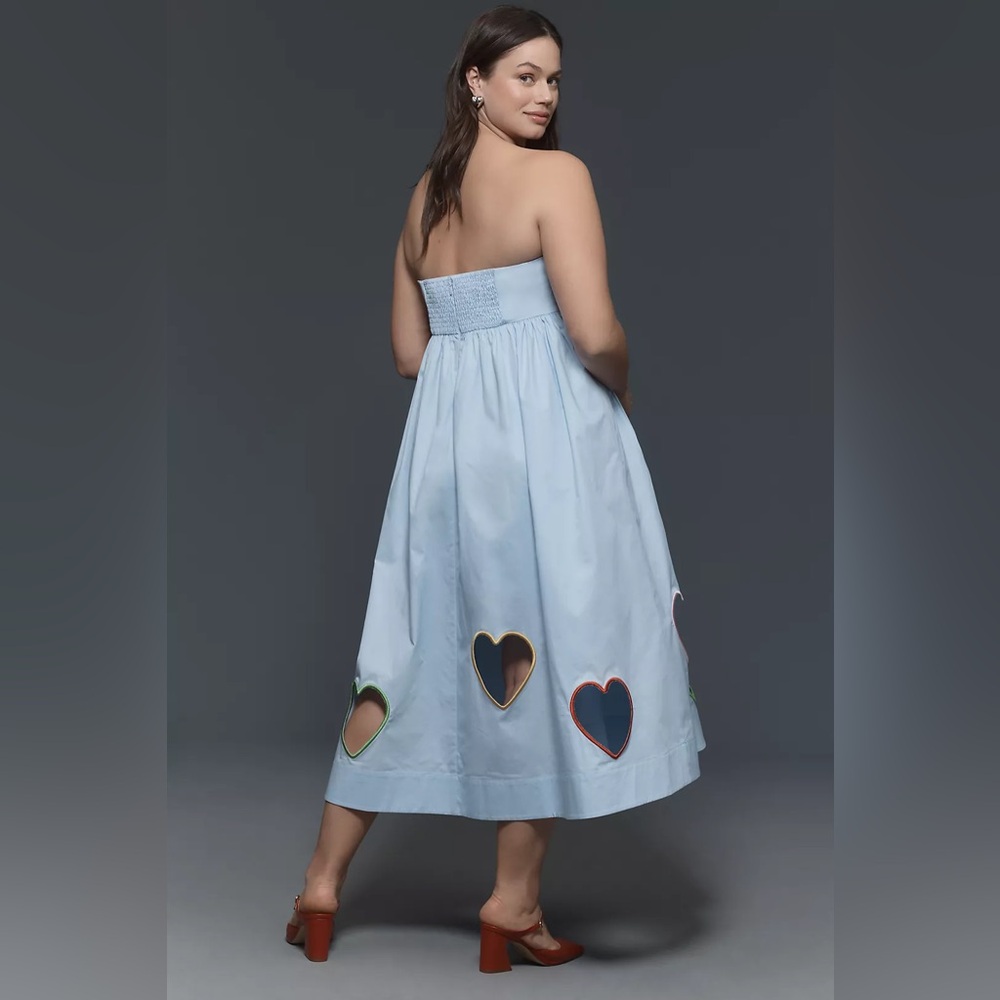 Mare Mare Strapless Cut-Out Hearts A-Line Midi Dress by Anthropologie - Picture 1 of 8